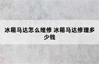 冰箱马达怎么维修 冰箱马达修理多少钱